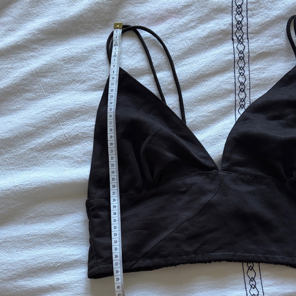 Twik Black Triangle Faux Suede Crop Top - Picture 5 of 5